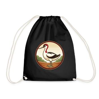 Avocet Colorful Kawaii Cartoon Character Clipart - Drawstring Bag - black - Front