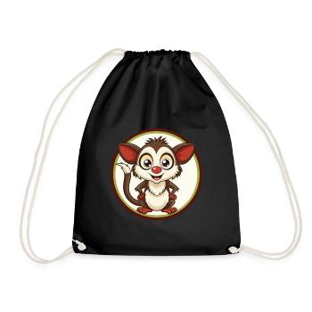 Aye Aye Bunte Kawaii Cartoon Figur Clipart - Turnbeutel - Schwarz - Vorne