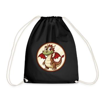 Dragon Colorful Kawaii Cartoon Character Clipart - Drawstring Bag - black - Front