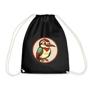 Bee Eater Colorful Kawaii Cartoon Character Pet - Drawstring Bag - black - Front