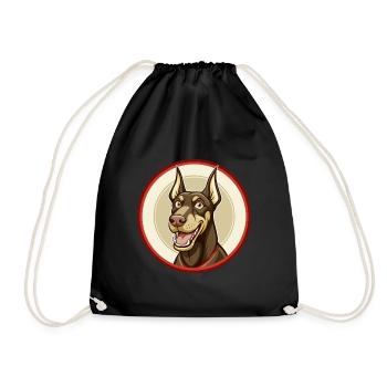 Dobermann chien coloré Kawaii dessin animé Clipart animal de compagnie - Sac de sport léger - noir - Devant