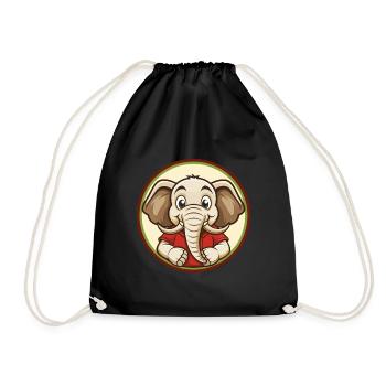 Elefant Bunte Kawaii Cartoon Figur Clipart - Turnbeutel - Schwarz - Vorne