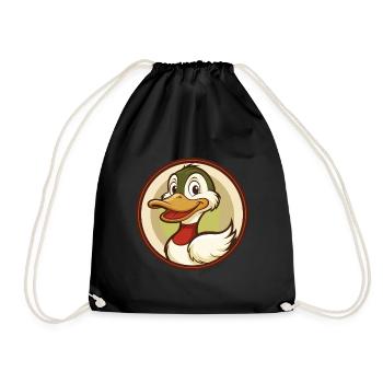 Ente Bunte Kawaii Cartoon Figur Clipart Haustier - Turnbeutel - Schwarz - Vorne