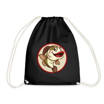 Fish Colorful Kawaii Cartoon Character Clipart Pet - Drawstring Bag - black - Front