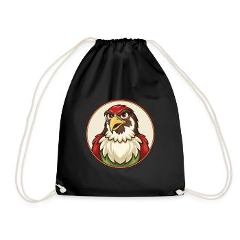 Falcon Colorful Kawaii Cartoon Character Clipart - Drawstring Bag - black - Front