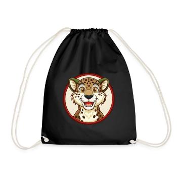 Cheetah Colorful Kawaii Cartoon Character Clipart - Drawstring Bag - black - Front