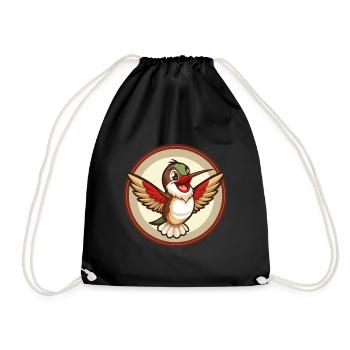 Colibri coloré Kawaii personnage de dessin animé animal de compagnie - Sac de sport léger - noir - Devant