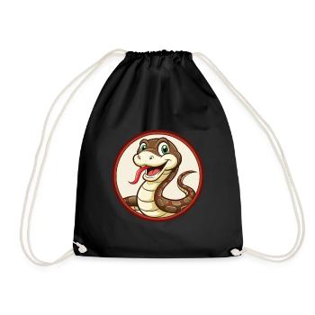 Snake Colorful Kawaii Cartoon Character Clipart - Drawstring Bag - black - Front