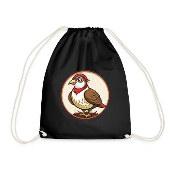 perdrix coloré kawaii personnage de dessin animé animal de compagnie - Sac de sport léger - noir - Devant
