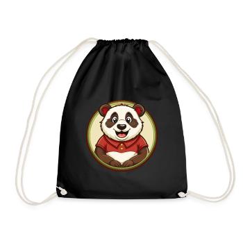 Panda Bunte Kawaii Cartoon Figur Clipart - Turnbeutel - Schwarz - Vorne