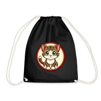 Kitten Colorful Kawaii Cartoon Character Clipart - Drawstring Bag - black - Front