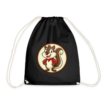 Eichhörnchen Bunte Kawaii Cartoon Figur Clipart - Turnbeutel - Schwarz - Vorne