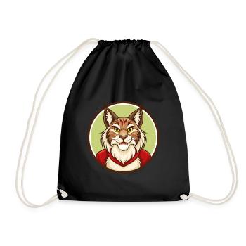 Lynx Colorful Kawaii Cartoon Character Clipart Pet - Drawstring Bag - black - Front