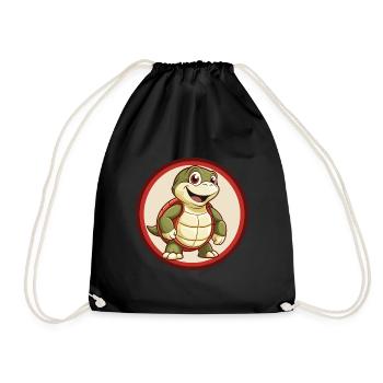 Turtle Colorful Kawaii Cartoon Character Clipart - Drawstring Bag - black - Front