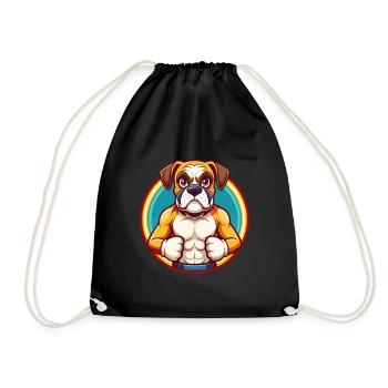 Boxer Hund Lustig Kawaii Cartoon Clipart Tier Haustier - Turnbeutel - Schwarz - Vorne