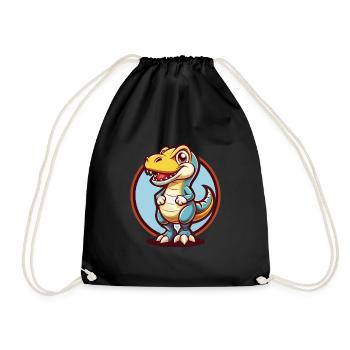Dinosaurier Lustig Kawaii Cartoon Clipart Tier Haustier - Turnbeutel - Schwarz - Vorne