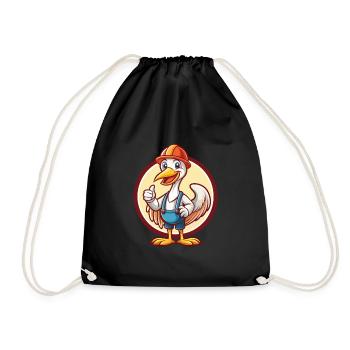 Grue mignon drôle Kawaii dessin animé Clipart animal de compagnie - Sac de sport léger - noir - Devant