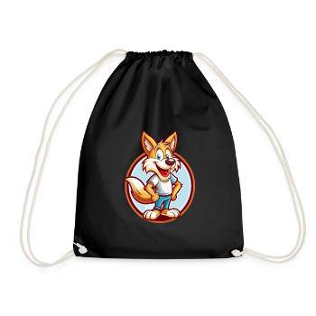 Coyote Funny Kawaii Cartoon Clipart Animal Pet - Drawstring Bag - black - Front