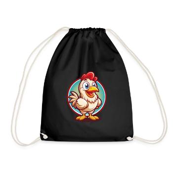 Huhn Lustig Kawaii Cartoon Clipart Tier Haustier - Turnbeutel - Schwarz - Vorne