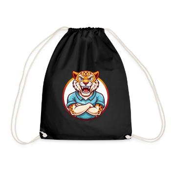 Jaguar Lustige Kawaii Cartoon Clipart Tier Haustier - Turnbeutel - Schwarz - Vorne