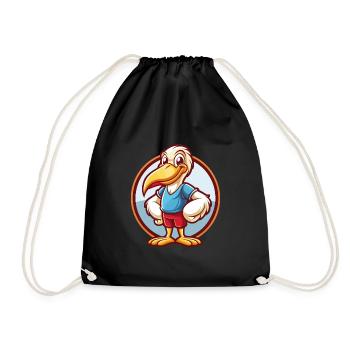 Pélican Drôle Kawaii Dessin animé Clipart Animal Animal de compagnie - Sac de sport léger - noir - Devant