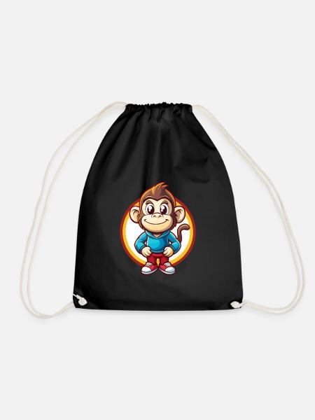 Affe Lustig Kawaii Cartoon Clipart Tier Haustier - Turnbeutel - Schwarz
