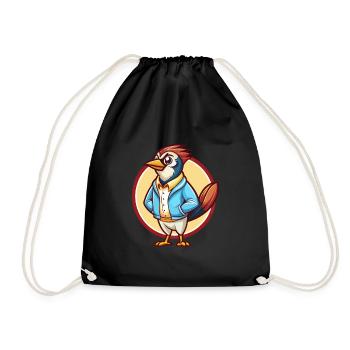 Jay oiseau drôle Kawaii dessin animé Clipart Animal de compagnie - Sac de sport léger - noir - Devant
