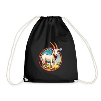 Oryx mignon drôle Kawaii dessin animé Clipart animal de compagnie - Sac de sport léger - noir - Devant