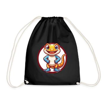 Salamandre Drôle Kawaii Dessin animé Clipart Animal Animal de compagnie - Sac de sport léger - noir - Devant