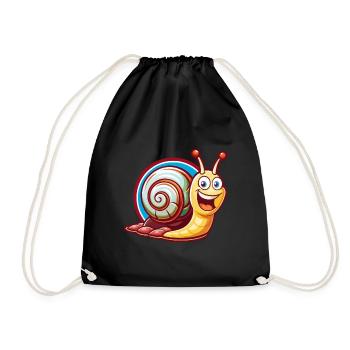 Snail Cute Funny Kawaii Cartoon Clipart Animal Pet - Drawstring Bag - black - Front