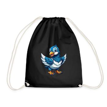 Dove Cool Kawaii Cartoon Character Clipart - Drawstring Bag - black - Front
