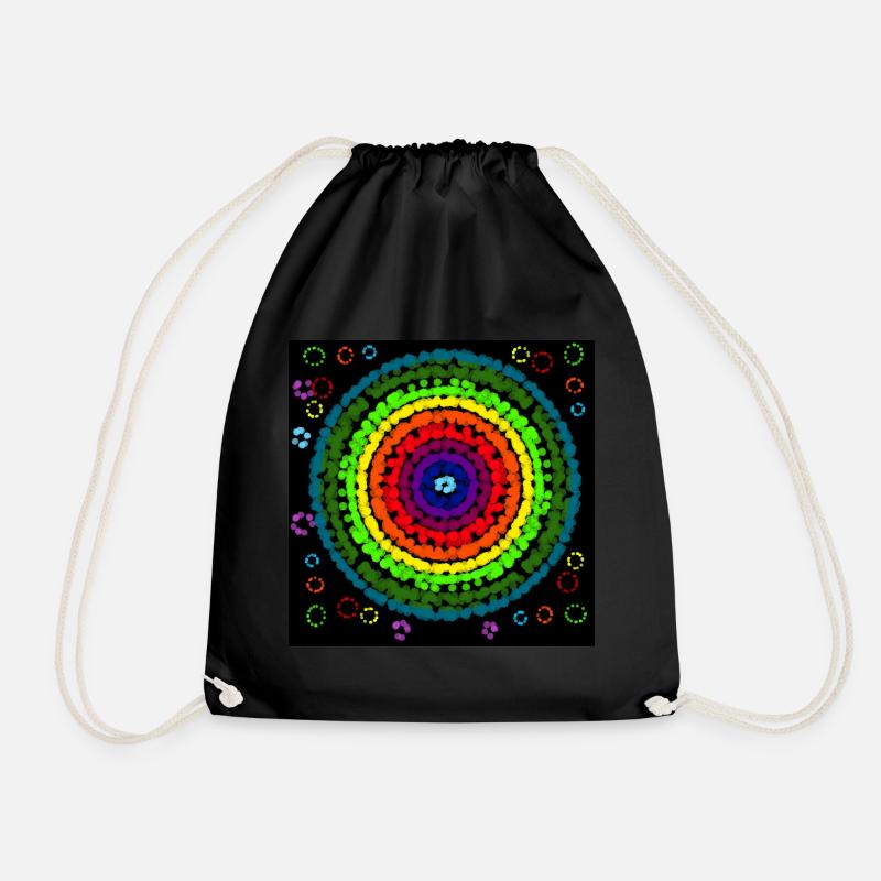 rainbow circle - Drawstring Bag - black