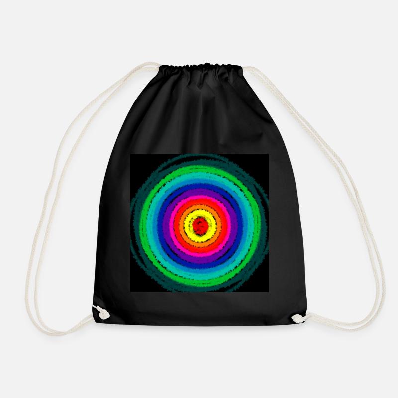 Blurred colored concentric circles - Drawstring Bag - black
