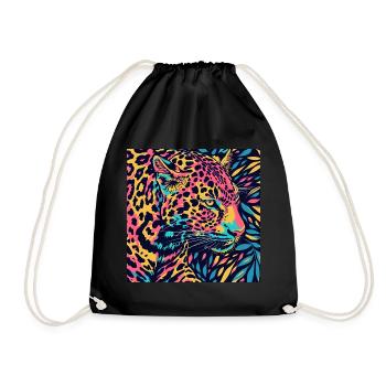 Leopard Pop colors - Drawstring Bag - black - Front