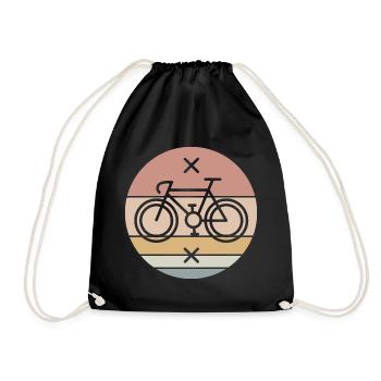 retro Fahrrad Rennrad Singlespeed Fixie Symbol - Turnbeutel - Schwarz - Vorne