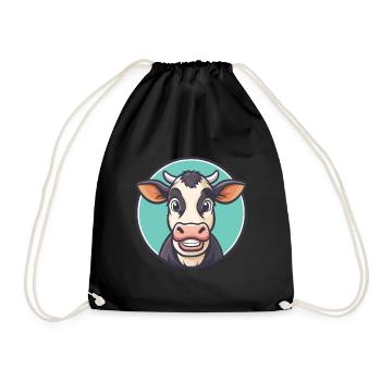 vache kawaii dessin animé personnage animal visage d’animal de compagnie - Sac de sport léger - noir - Devant