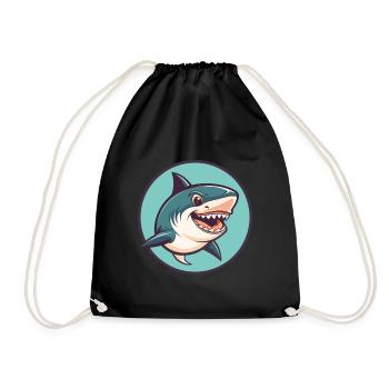 requin kawaii dessin animé personnage animal visage d’animal - Sac de sport léger - noir - Devant