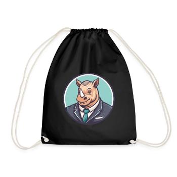rhinocéros kawaii dessin animé personnage animal visage d’animal de compagnie - Sac de sport léger - noir - Devant