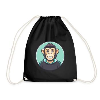 Singe Kawaii Dessin animé Personnage Animal Animal Visage - Sac de sport léger - noir - Devant