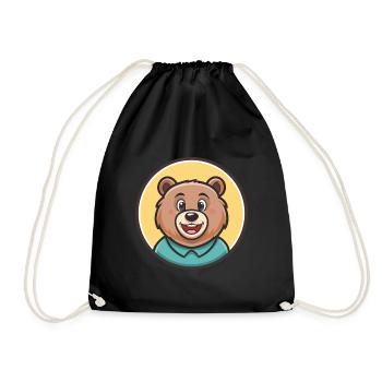 Ours Kawaii Dessin animé Personnage Animal Animal Visage - Sac de sport léger - noir - Devant