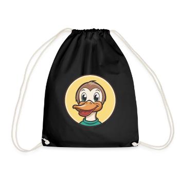 Canard Kawaii Dessin animé Personnage Animal Animal Visage - Sac de sport léger - noir - Devant