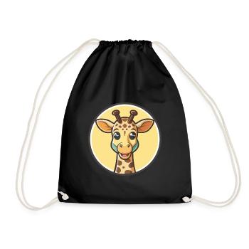 Girafe Kawaii Dessin animé Personnage Animal Visage D’animal - Sac de sport léger - noir - Devant