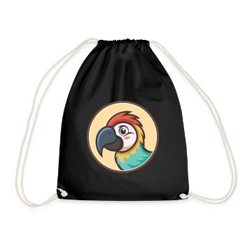 Perroquet Kawaii Dessin animé Personnage Animal Animal Visage - Sac de sport léger - noir - Devant