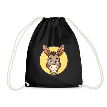 Âne Kawaii Dessin Animé Personnage Animal Visage D’animal - Sac de sport léger - noir - Devant