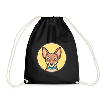 Abyssinian Sand Terrier Dog Breed Cartoon Kawaii - Drawstring Bag - black - Front