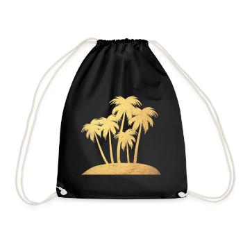 Palm Island Gold Vacation Luxury South Seas Ready for Vacation - Drawstring Bag - black - Front