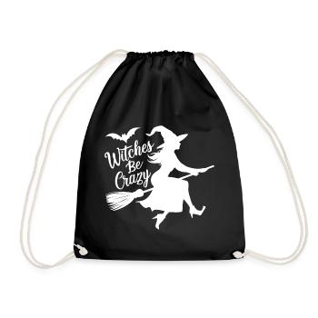 Halloween Witch Broom Witches Be Crazy - Drawstring Bag - black - Front