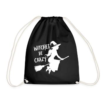 Halloween Witch Broom Witches Be Crazy - Drawstring Bag - black - Front