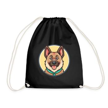 Georgischer Schäferhund Rasse Karikatur Kawaii Clipart - Turnbeutel - Schwarz - Vorne