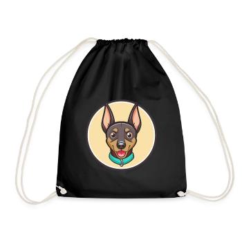 Deutsche Pinscher Hunderasse Cartoon Kawaii Clipart - Turnbeutel - Schwarz - Vorne